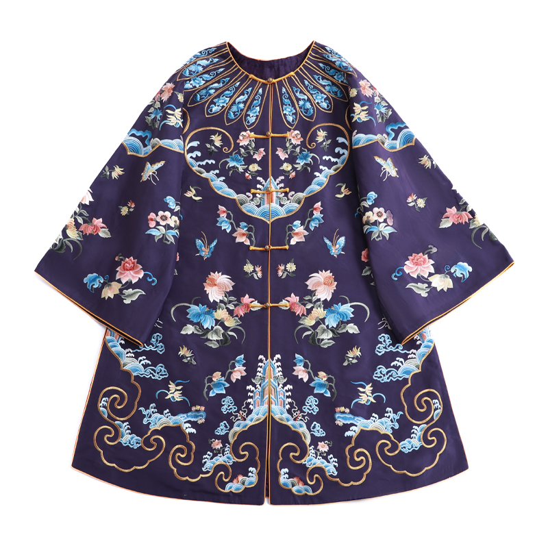 「落丹」丽古龙 桑蚕丝 手工原创设计感百搭刺绣国潮女装汉服上衣