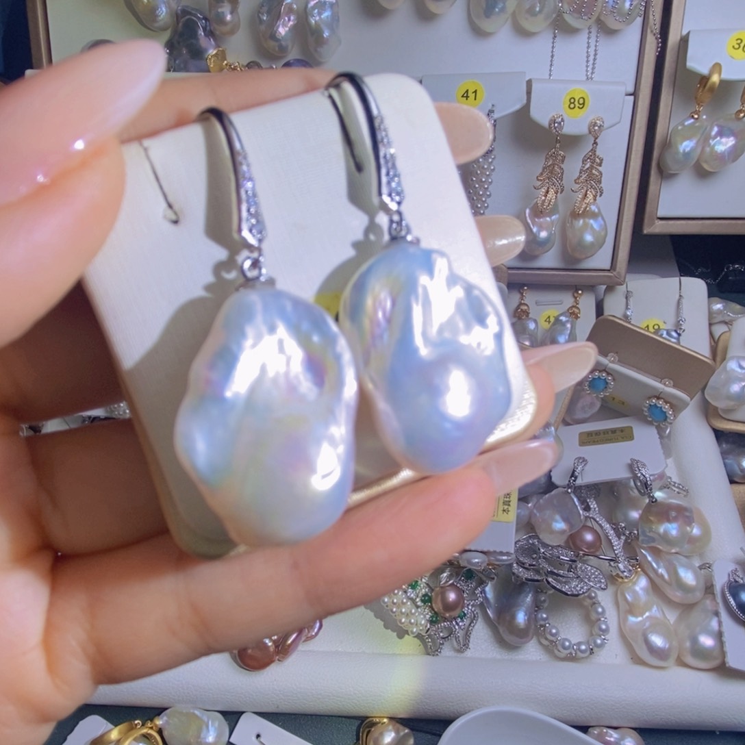 银S925镶嵌天然淡水珍珠淡水珍珠好*