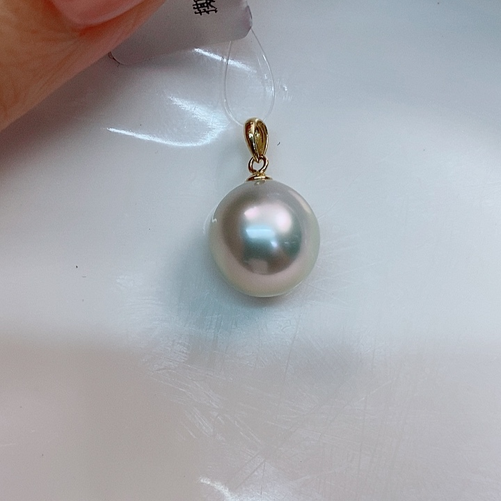海水珍珠吊坠(不含链)18K金镶嵌澳白11-12mm