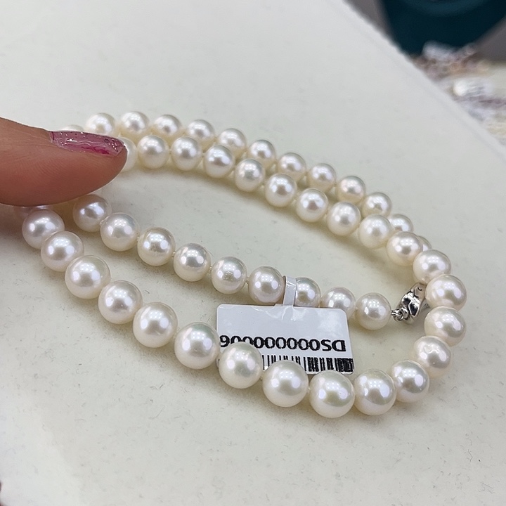 淡水珍珠颈饰银S925镶嵌➕8高品极光