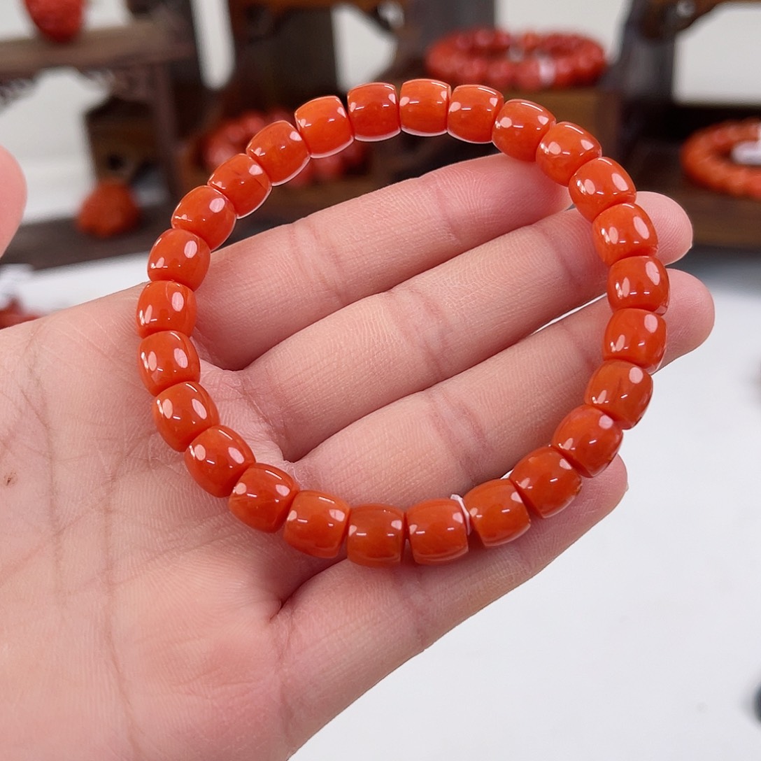 南红玛瑙保山直切单圈8mm未镶嵌