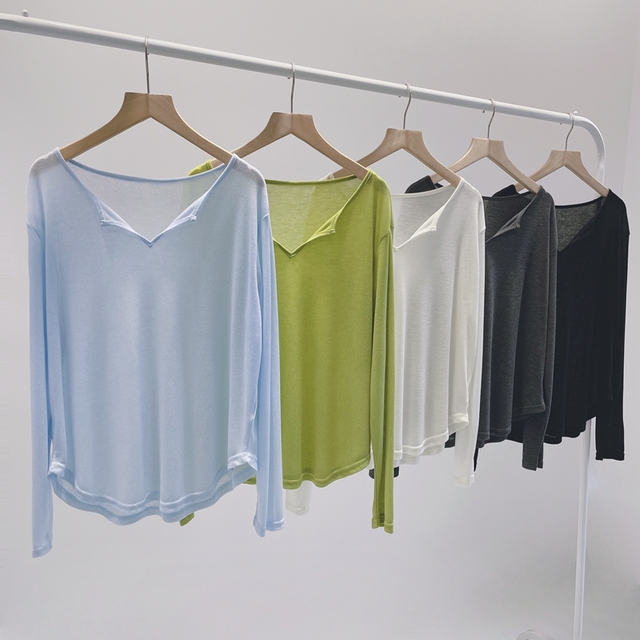 透视宽松慵懒V领舞蹈服女罩衫现代舞练功服古典舞芭蕾基训服长袖