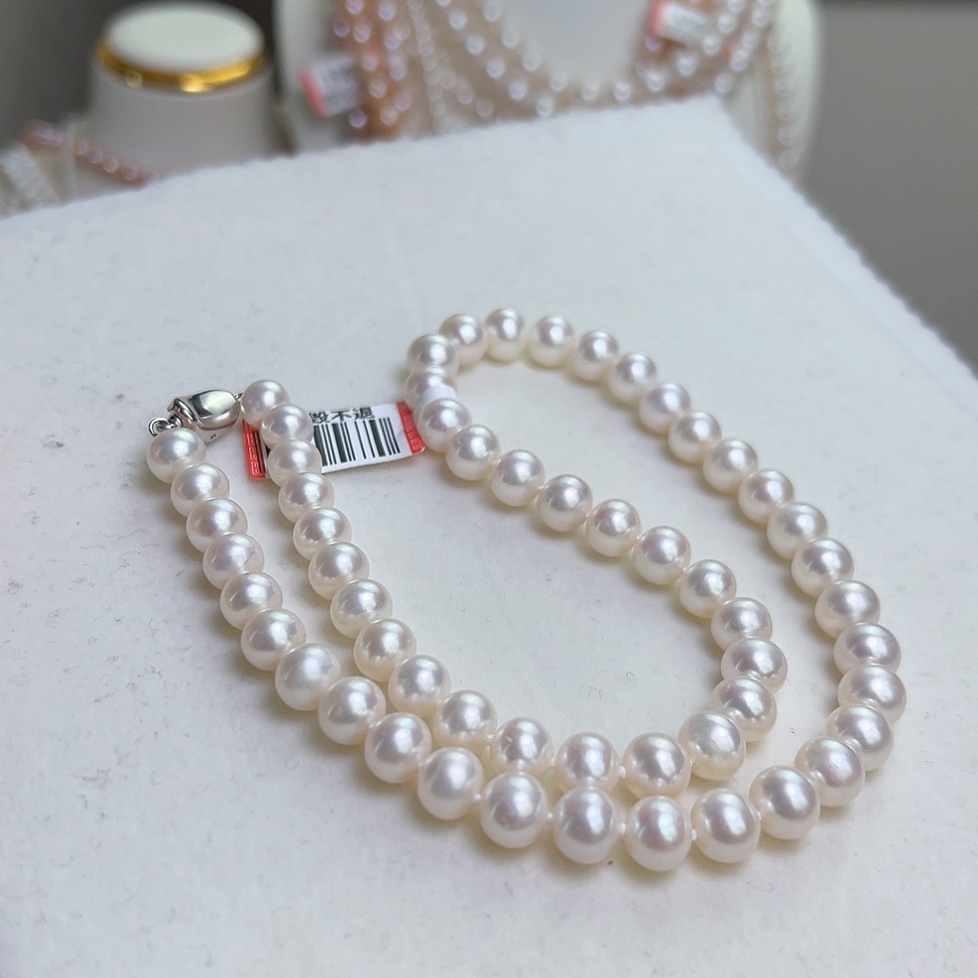 淡水珍珠颈饰银S925镶嵌8-9