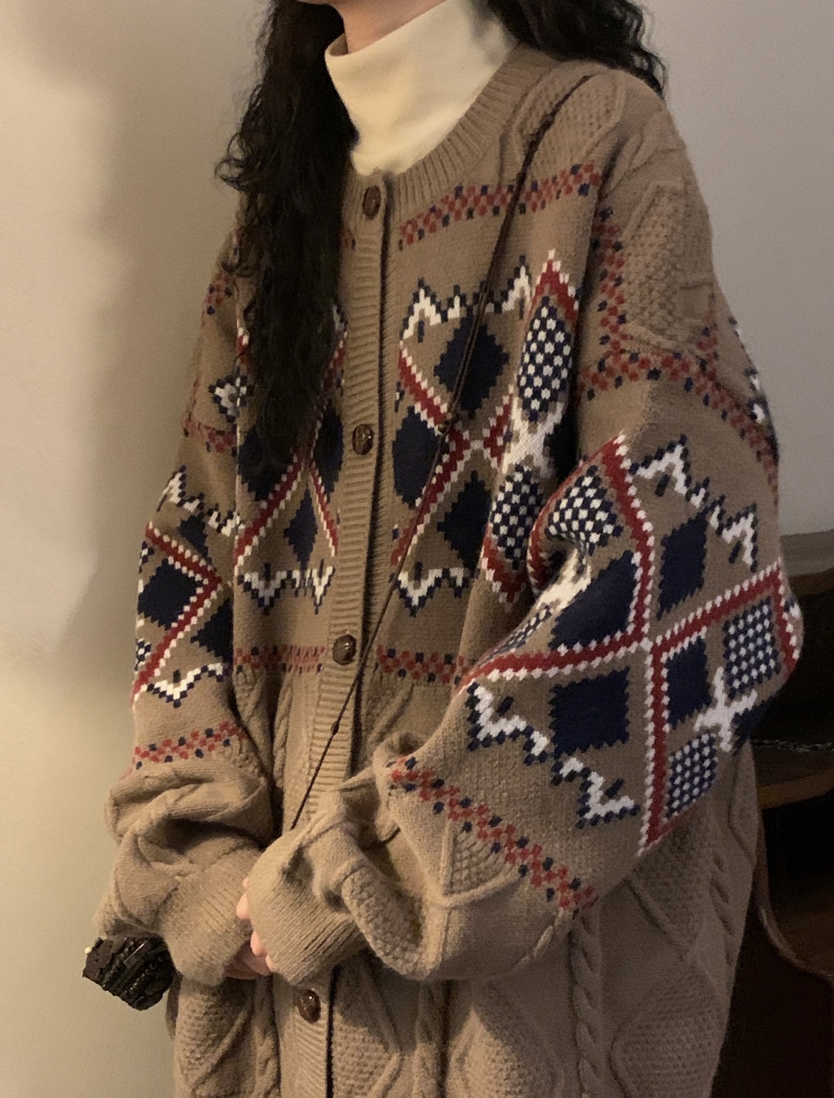 991-1000时尚宽松大版图案毛衣