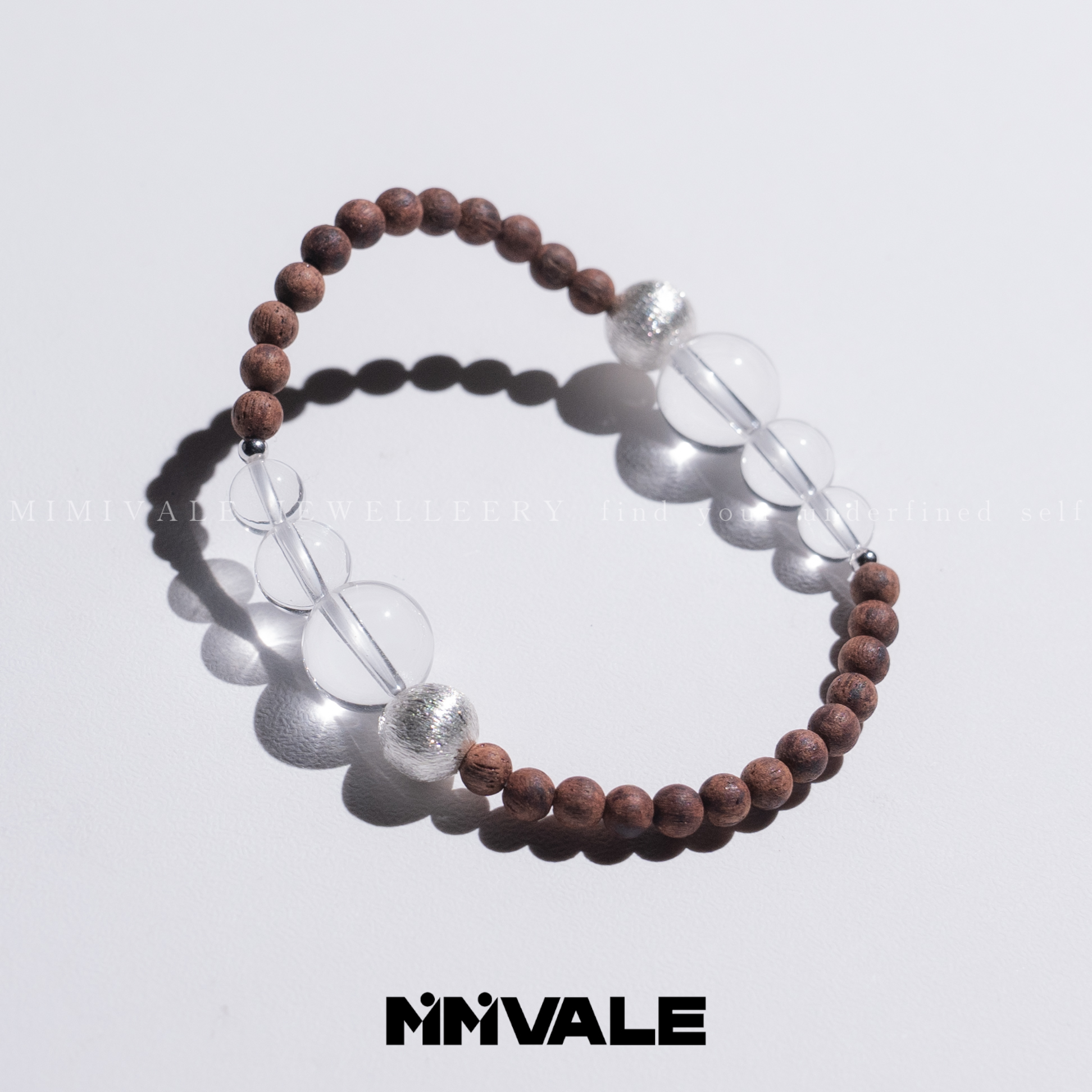 秘密山谷【云与海（黄油麻丝）】原创设计白水晶降真香手串MMSG8267