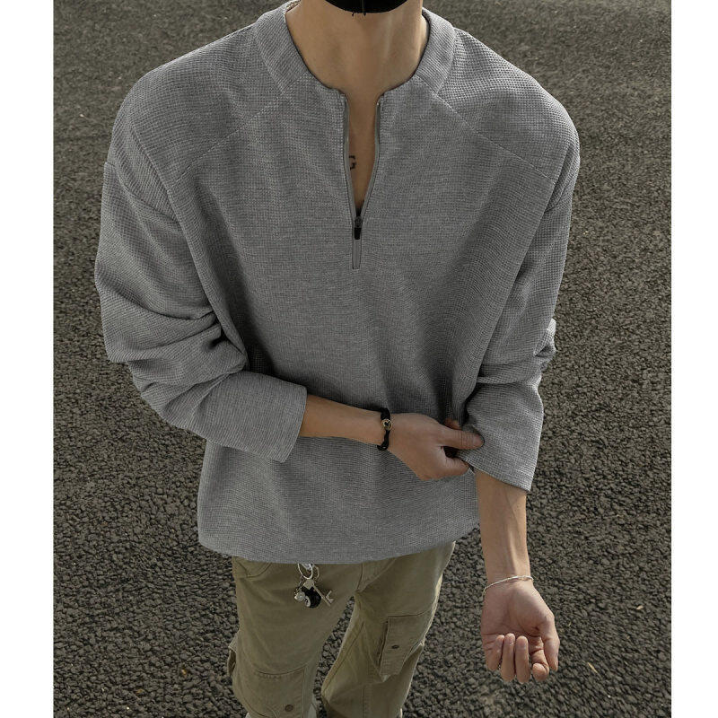 百搭 春季打底衫宽松长袖T恤春装亨利领男