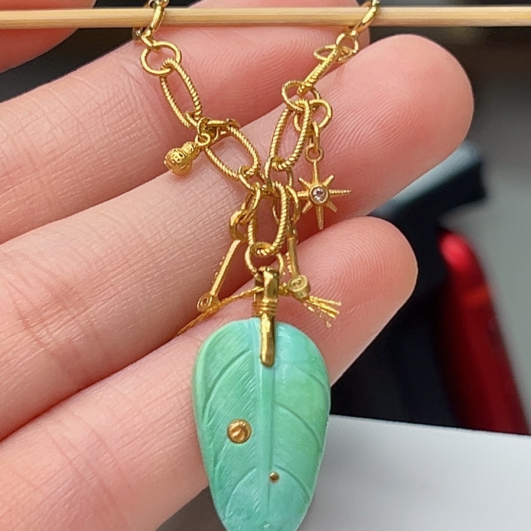 绿松石珠宝奇石18K金镶嵌