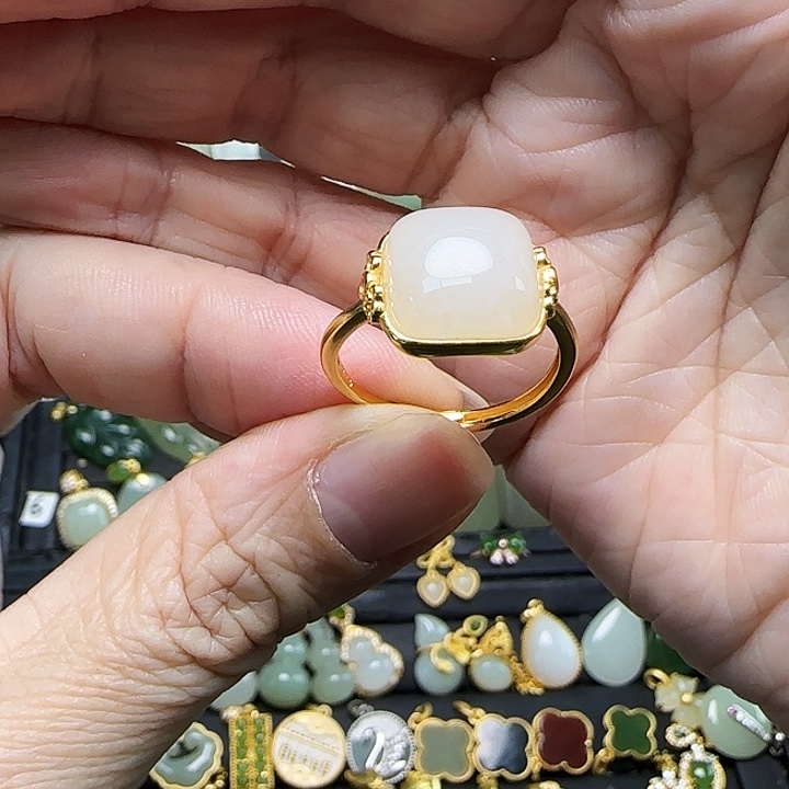 银S925镶嵌戒指和田玉沐*ゝ