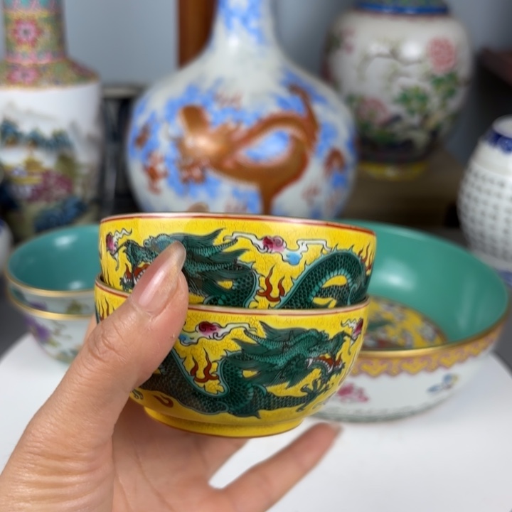 摆件钱*珐琅彩龙凤杯