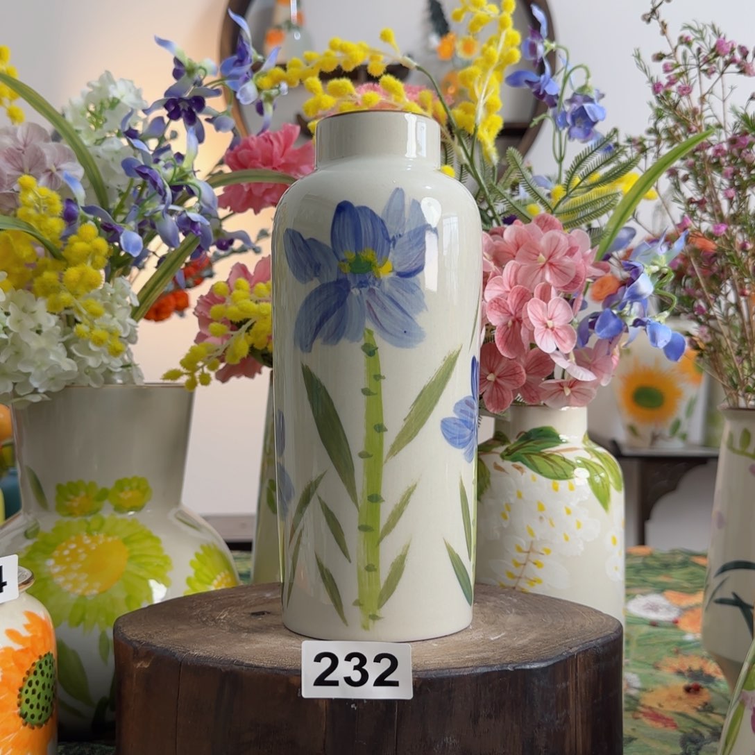 摆件景德镇陶瓷手绘小花瓶摆件无孔