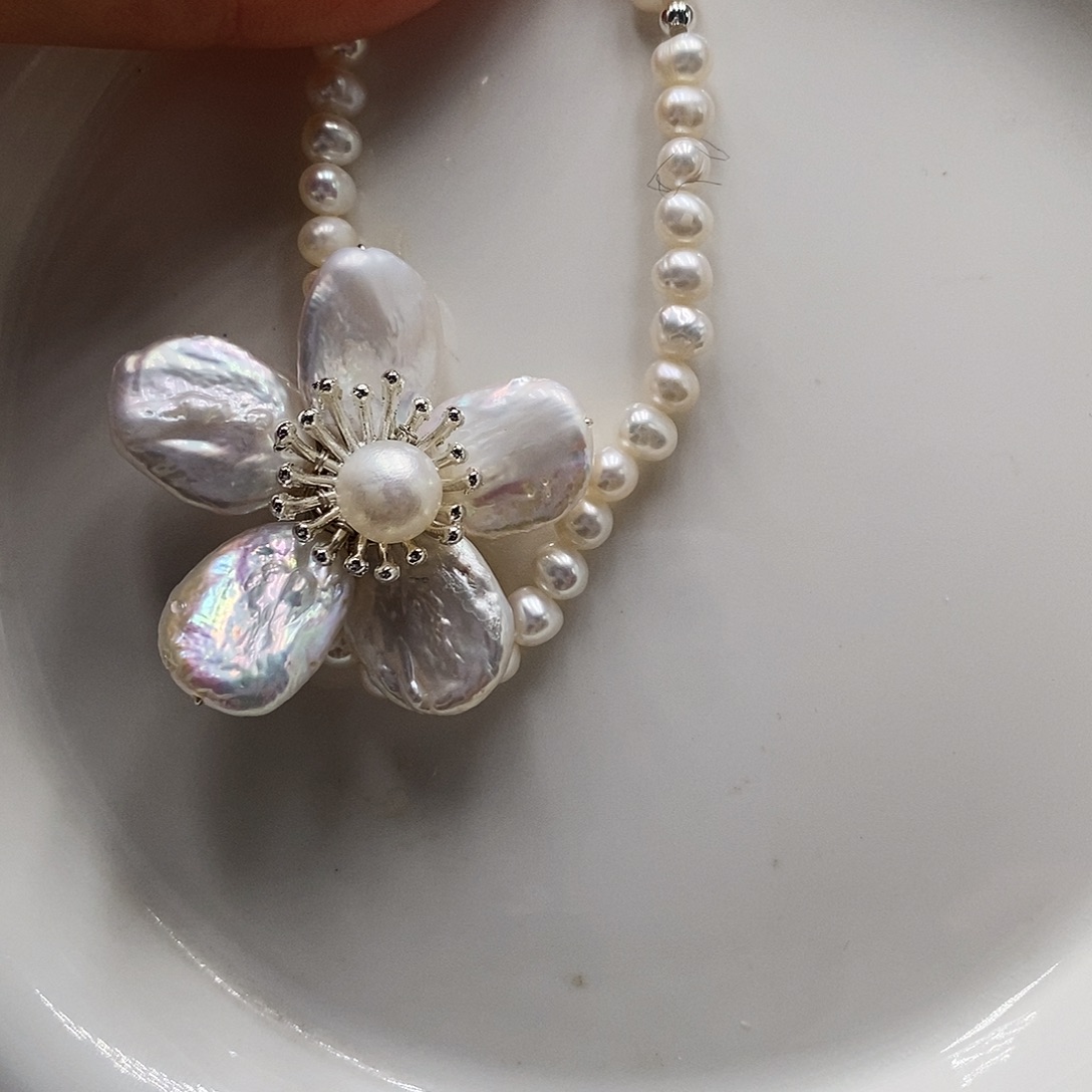 银S925镶嵌淡水珍珠耳饰