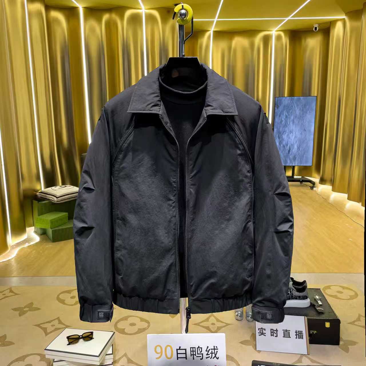 3597-33翻领90白鸭绒羽绒服男冬季2025新款潮牌设计感外套男