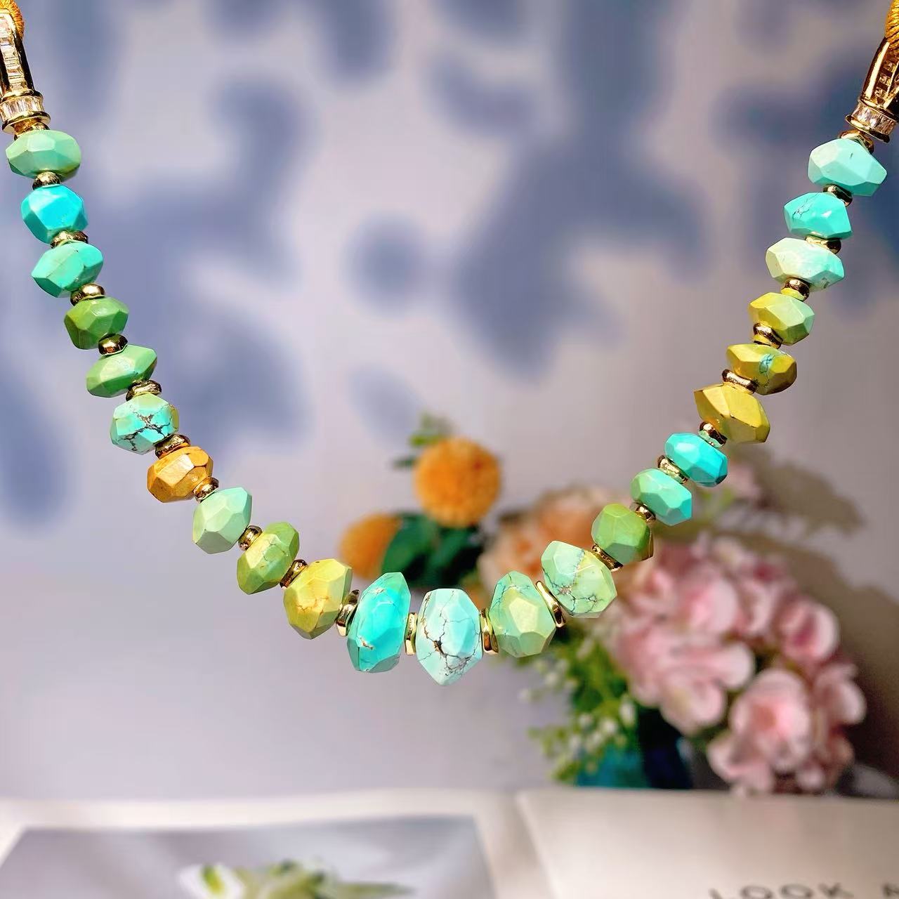 天然原矿绿松石随形锁骨链项链合集 手工气质轻奢时尚民族风百搭