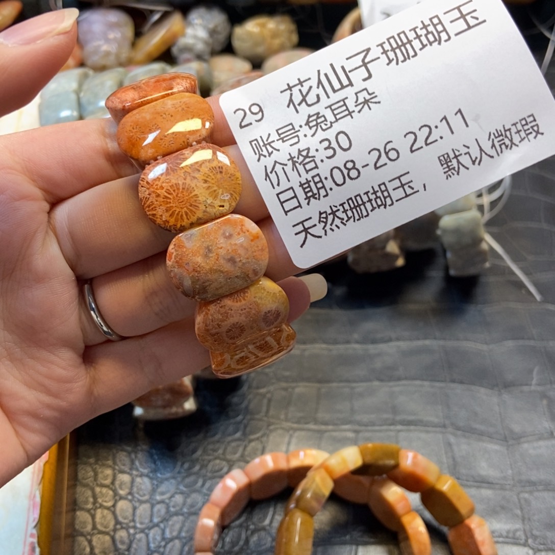 兔***朵未镶嵌硅化珊瑚（珊瑚玉）珠宝半成品29