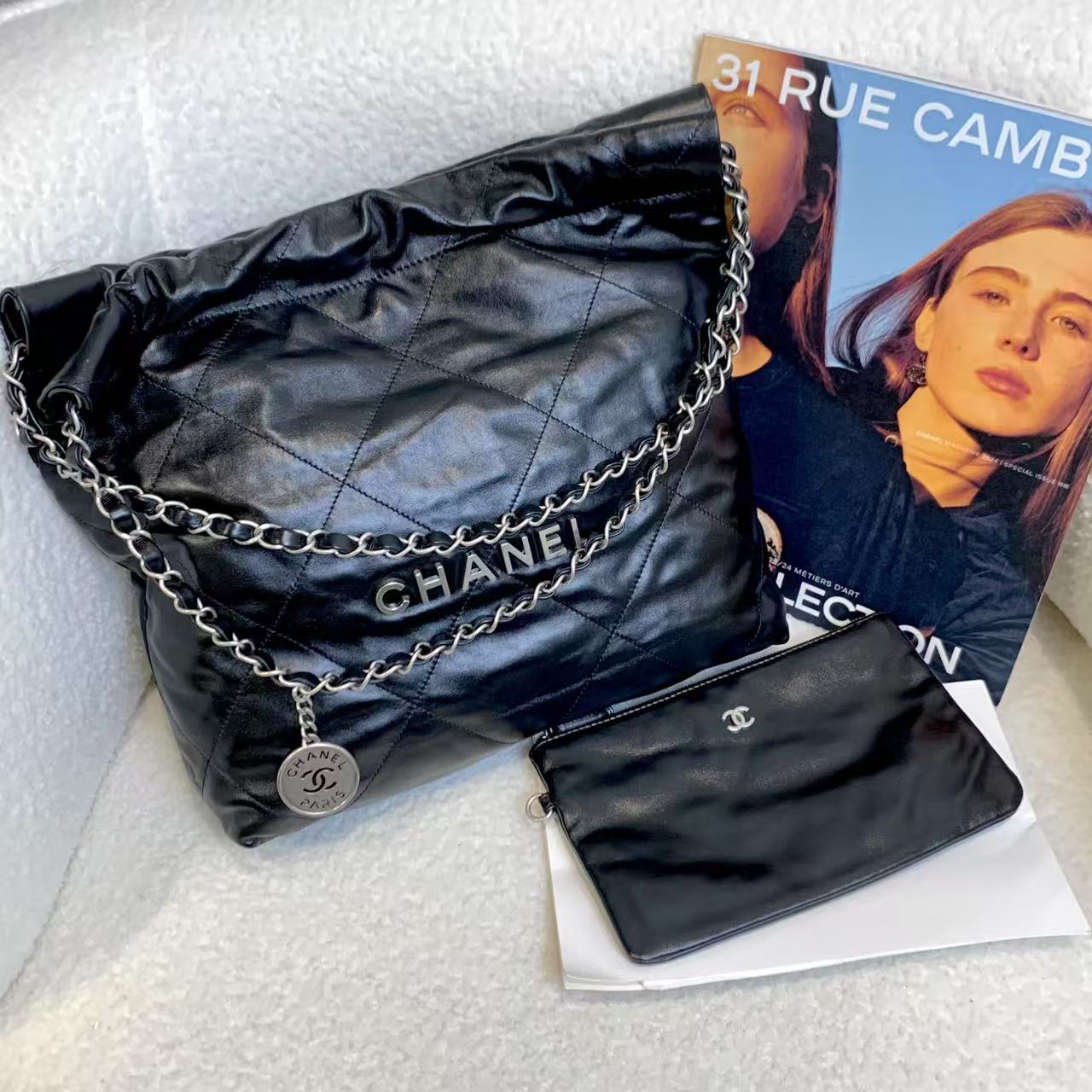 99新 Chanel/香奈儿 壹臻/22b黑银22bag单肩包/31919963