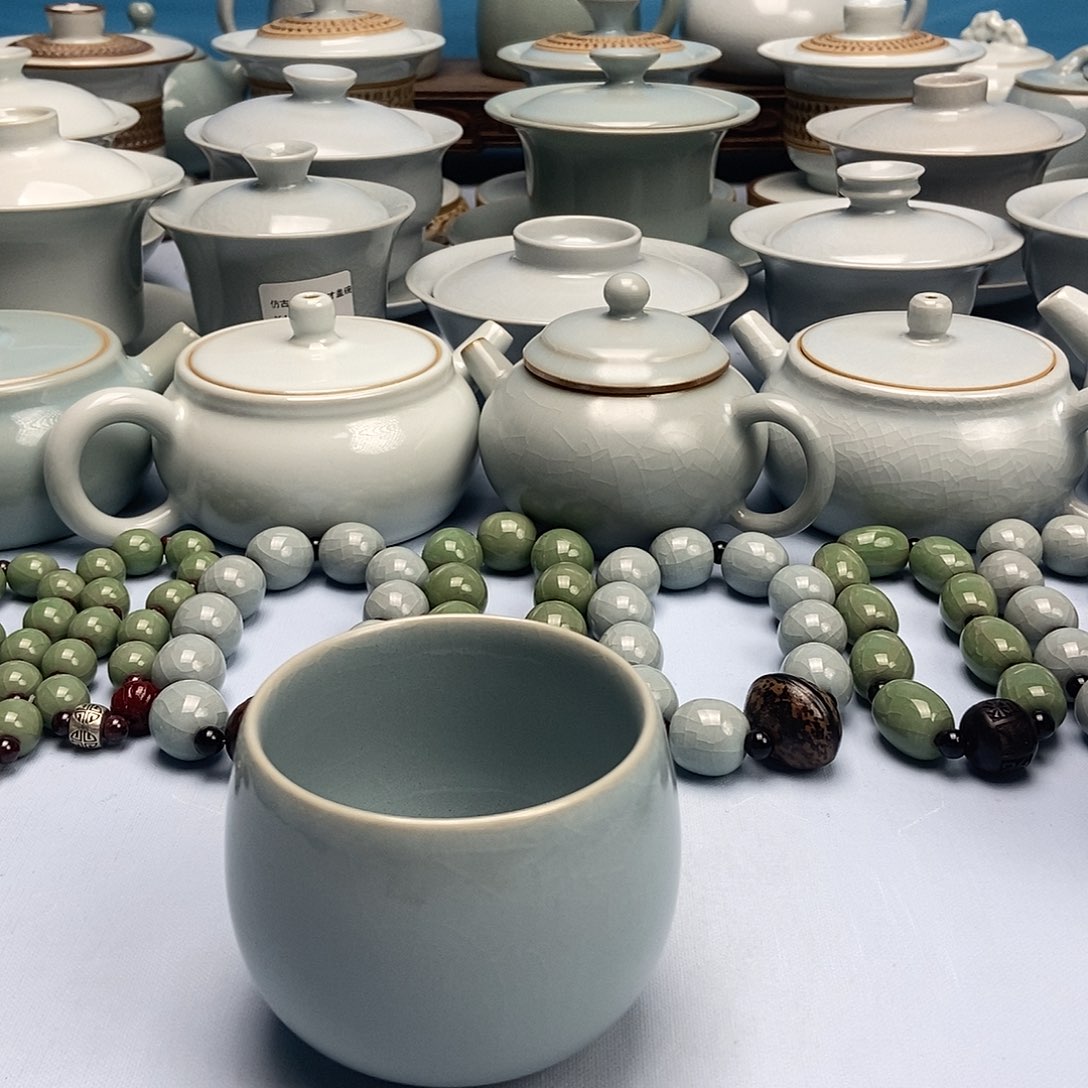 杯天青微蓝釉龙蛋杯原矿原釉原产地