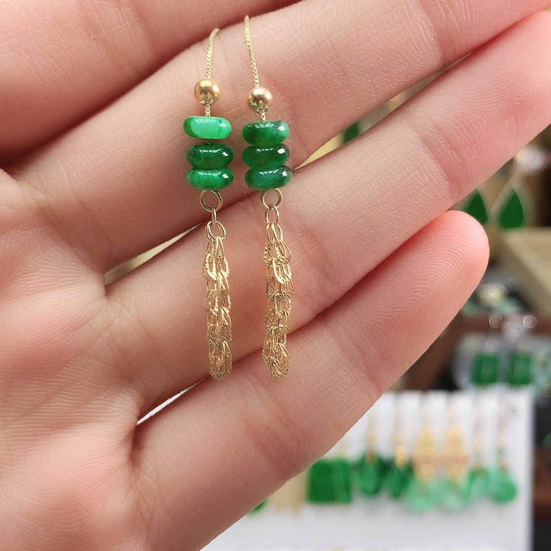 翡翠耳饰银S925镶嵌耳饰