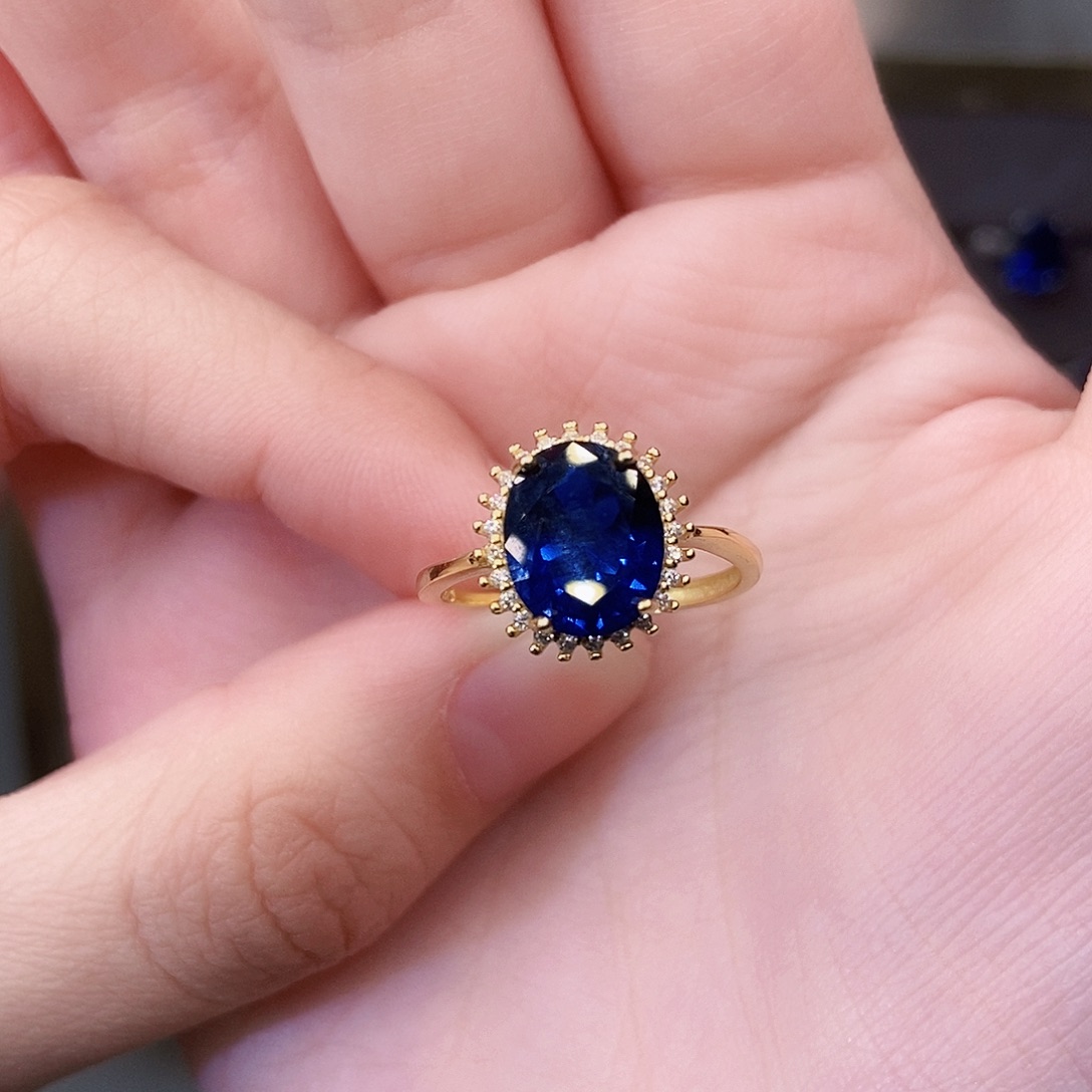 戒指银S925镶嵌蓝宝石