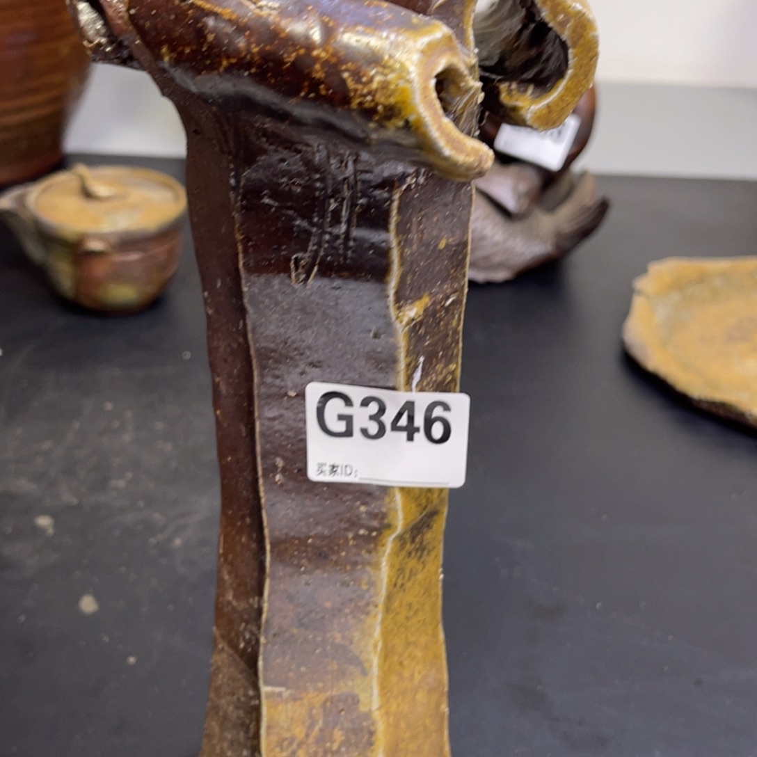 备前烧烧作品 花器一点飞皮