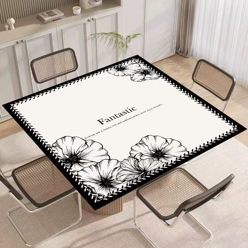 方桌桌垫正方形桌垫防水防油轻奢高级感方桌垫加厚桌布茶几餐桌垫