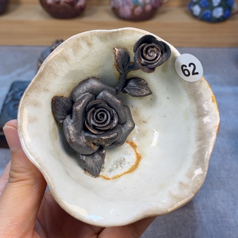 【闪购商品】纯手工制作纯柴烧白泥黑玫瑰62号