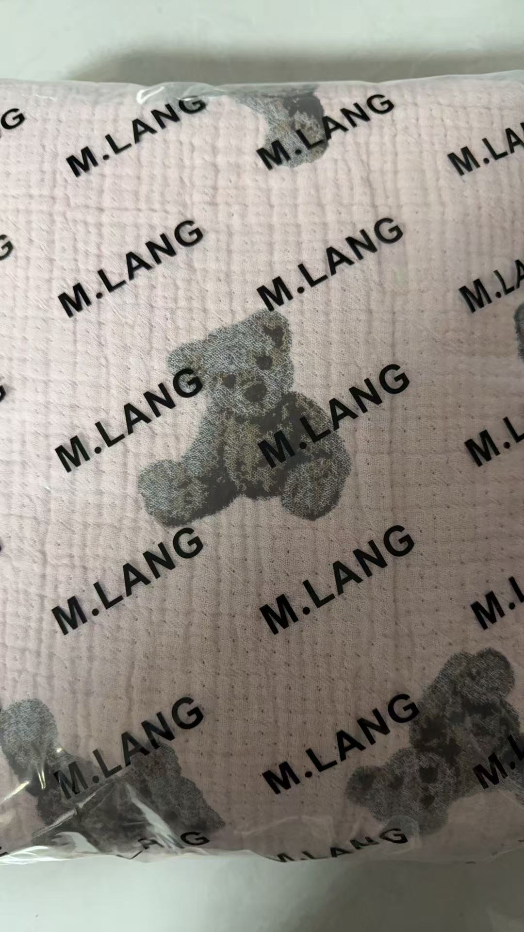 专享【京会社】花边纱布毯 纯棉纱布盖毯 顽皮熊粉