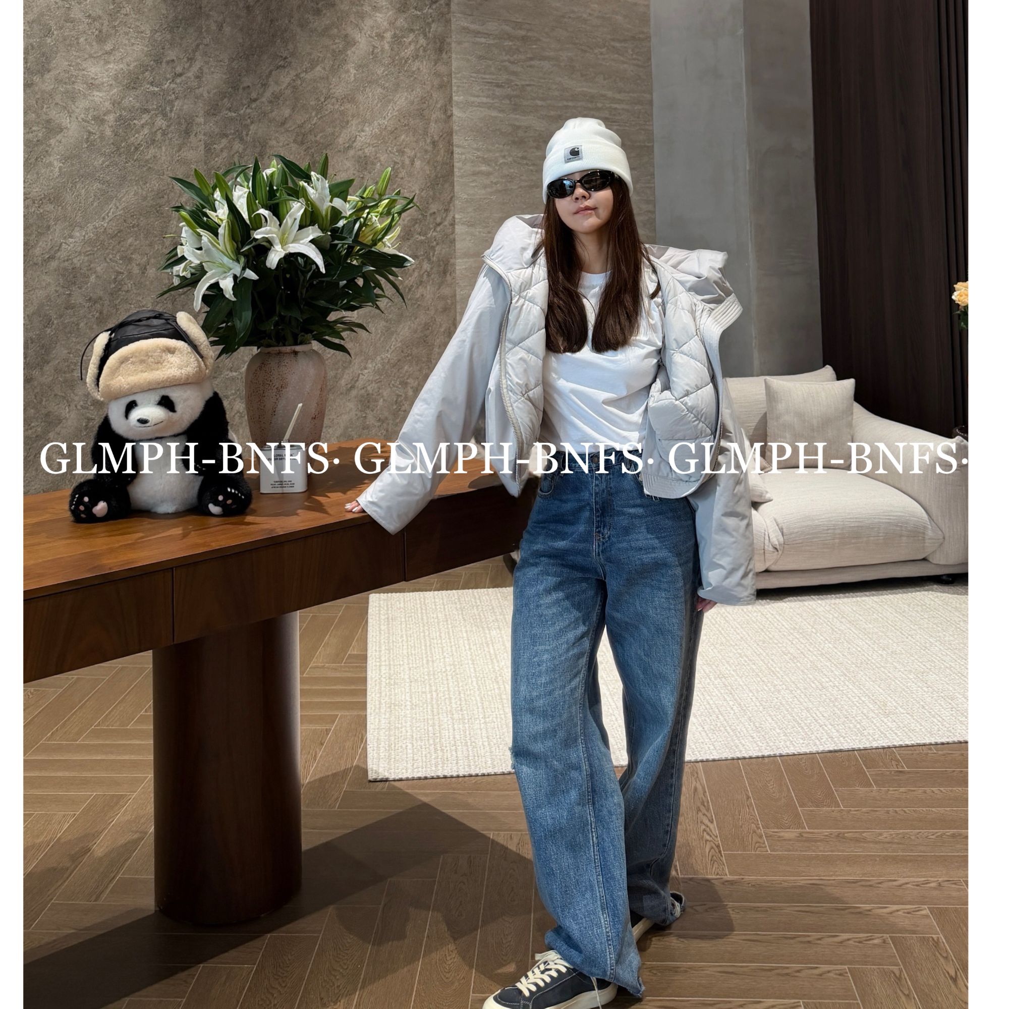 GLMPH-BNFS【复古牛仔】美式破洞显瘦宽松直筒裤百搭牛仔长裤-824