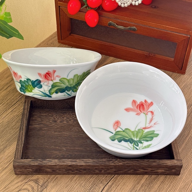 马蹄面碗景德镇高温陶瓷食品级手绘釉中彩高颜值餐具瓷碗大面碗