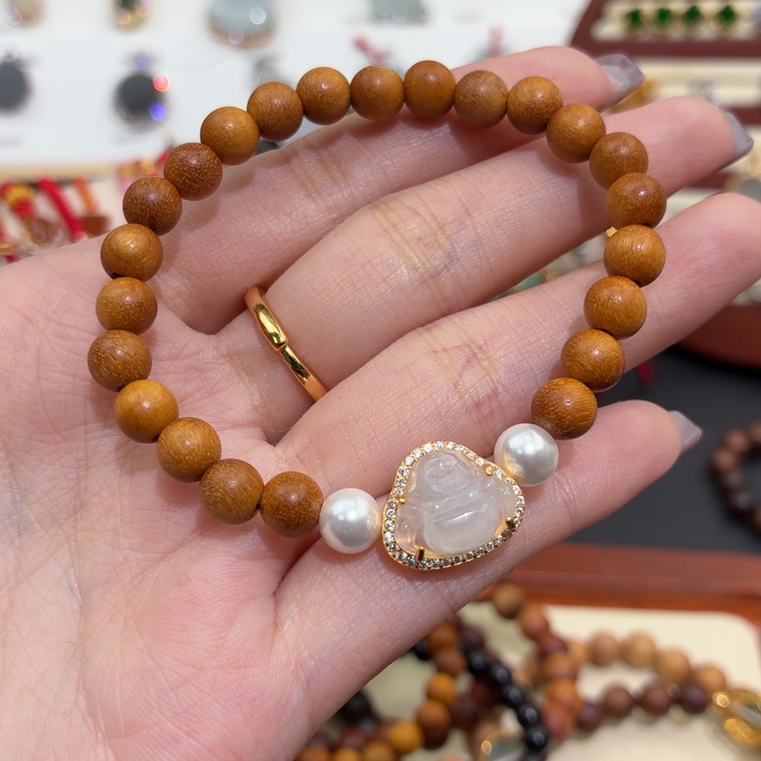 翡翠银S925镶嵌颈饰手串