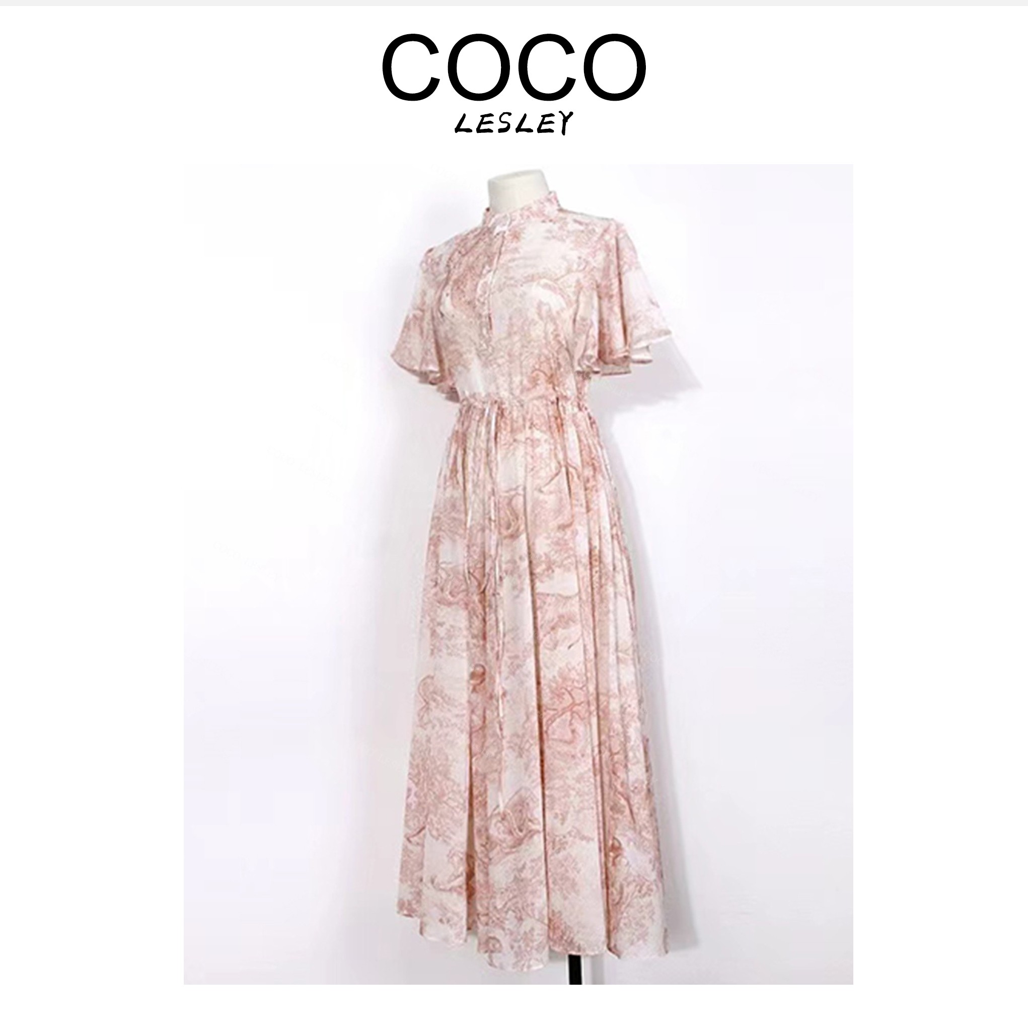 米雪儿 高定系列 飞飞袖大摆连衣裙设计师潮牌女装#0889