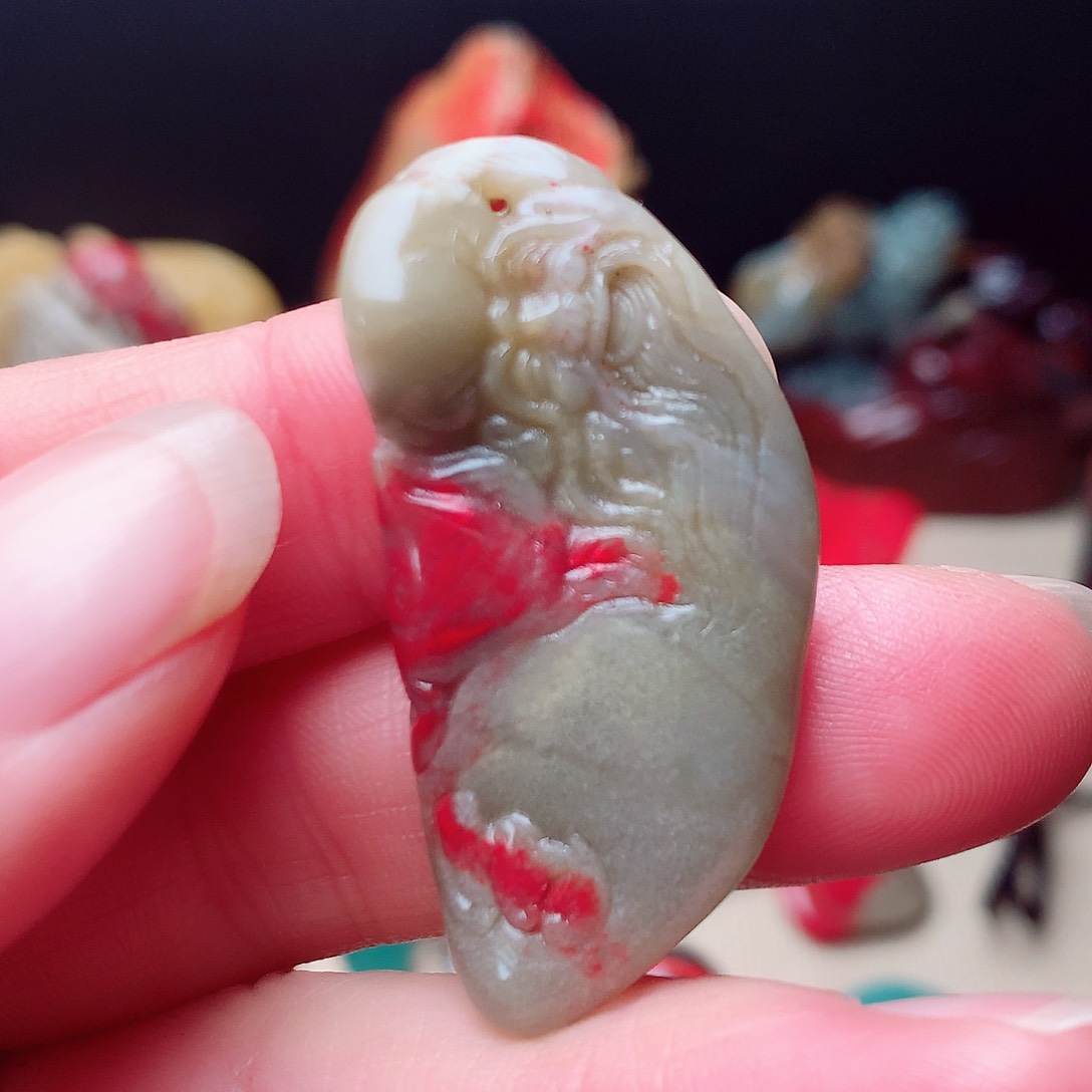 昌化鸡血石精品寿星挂件