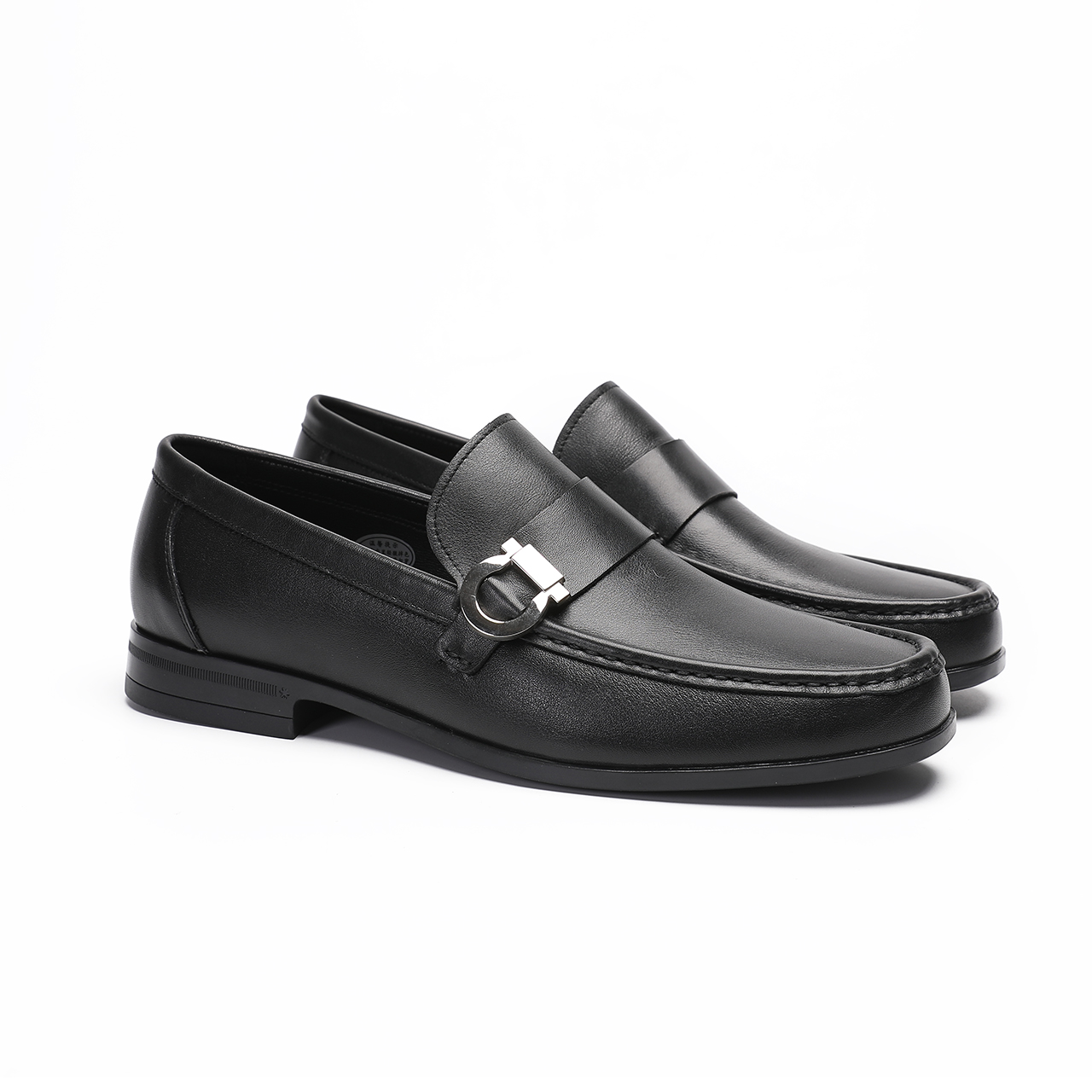 PLANETSUNNY男士黑色头层牛皮一脚蹬男鞋商务休闲透气防滑皮鞋