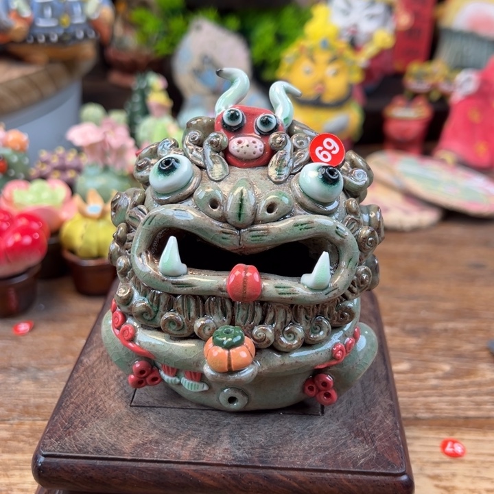 陶摆件小镇青花每日有新品