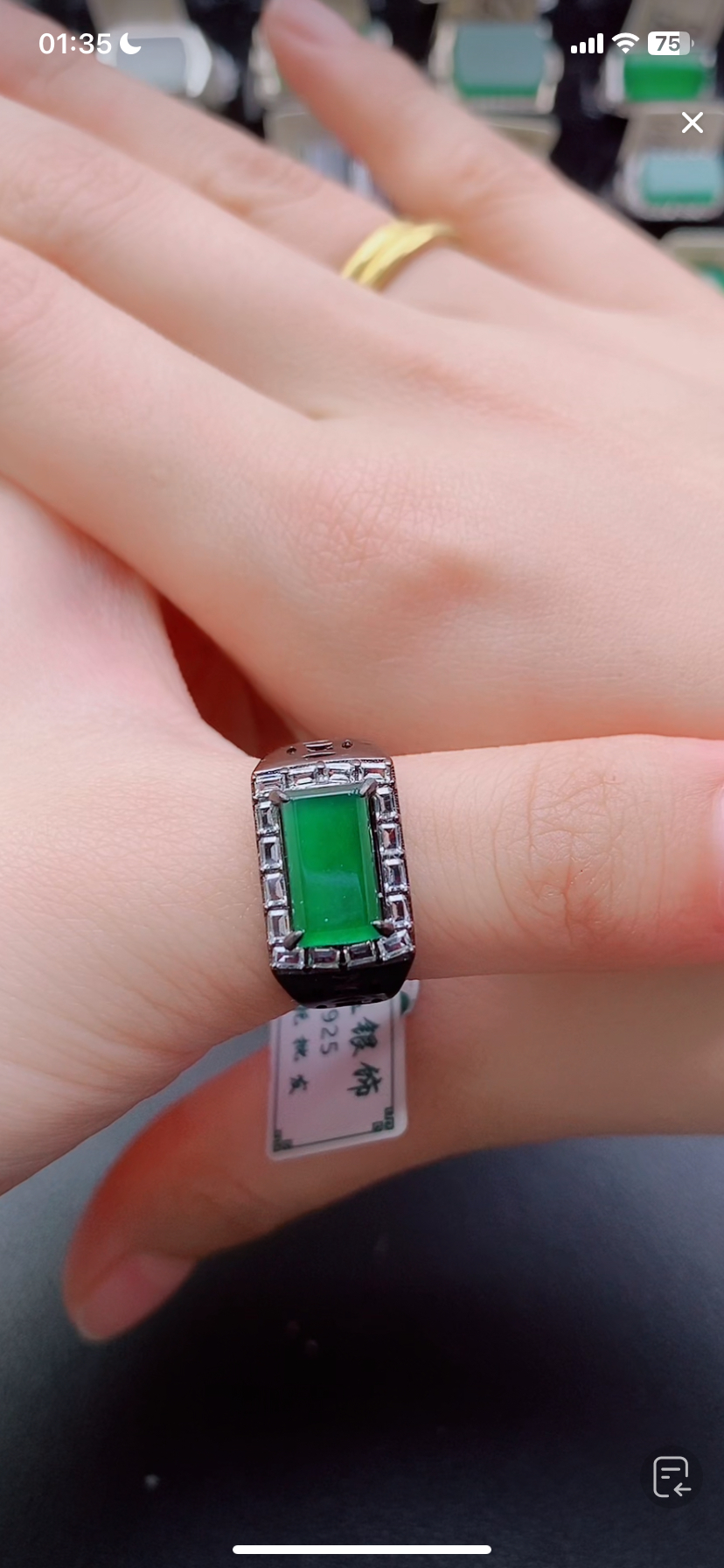 天然翡翠戒指s925银男戒