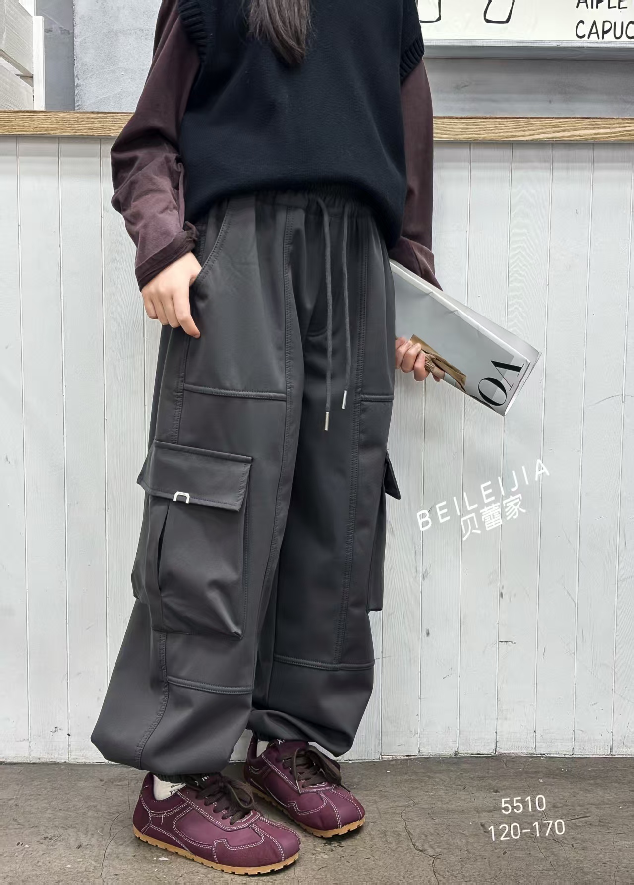 2025新款冬男童运动裤百搭一体绒加绒潮流工装裤5510