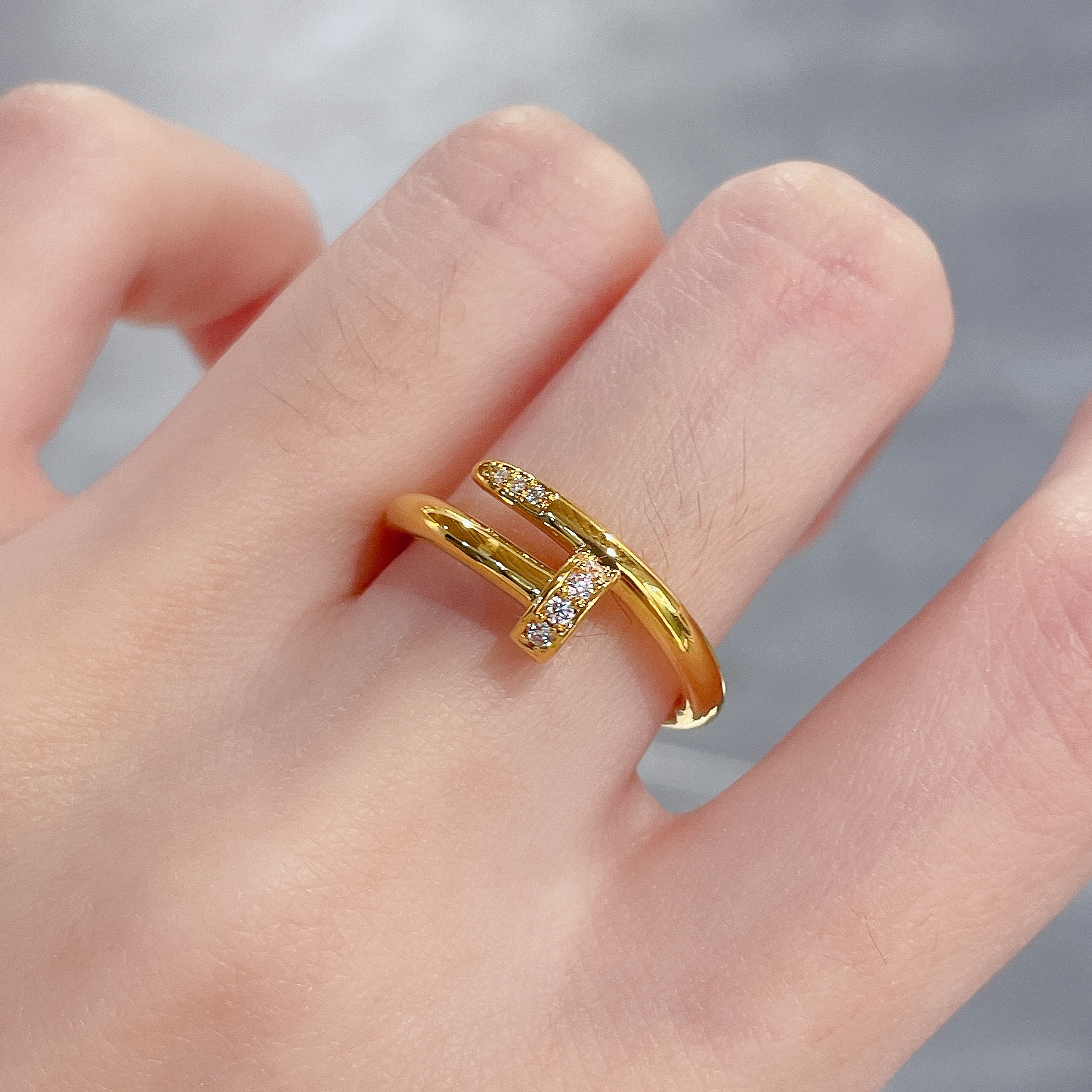 足金999 黄金首饰 5D镶嵌莫桑135戒指 时尚简约