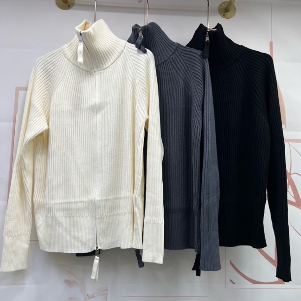 水木工芳2025冬季新款百搭显瘦休闲立领双拉链毛衣衣女9152