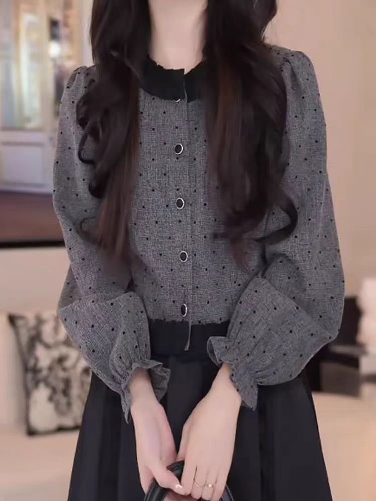 高级感木耳边衬衫女春秋季2025新款时髦优雅风上衣宽松百搭衬衣