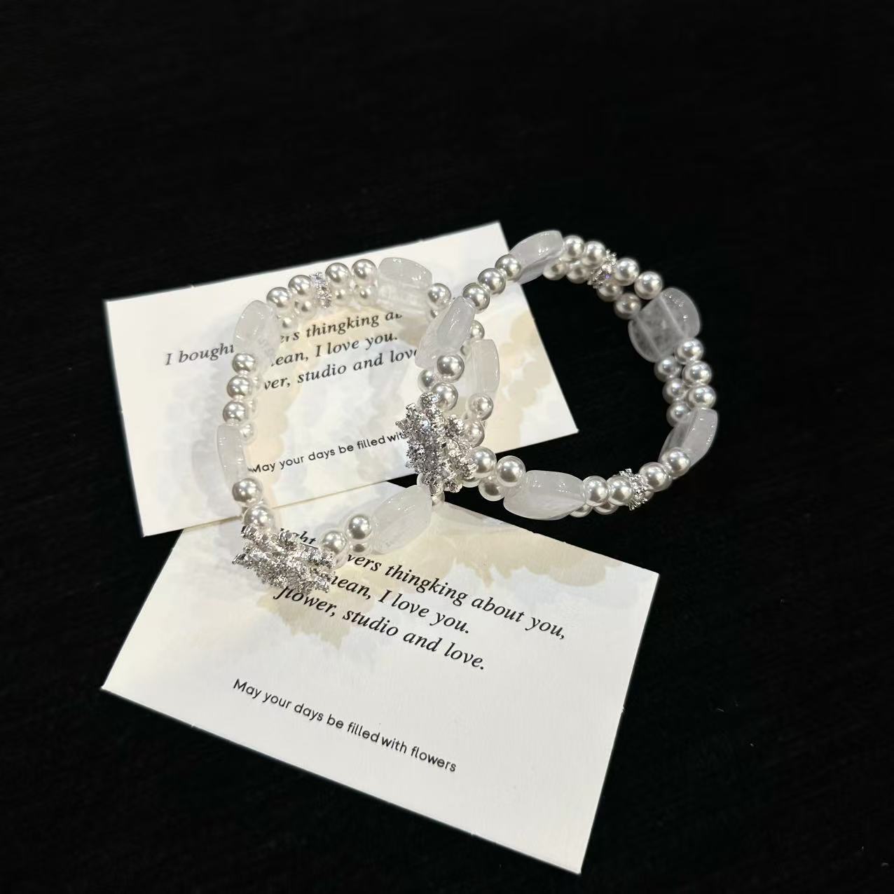 「YIMIMI」天然水晶6mm 白幽灵手链x3648 多样性发货