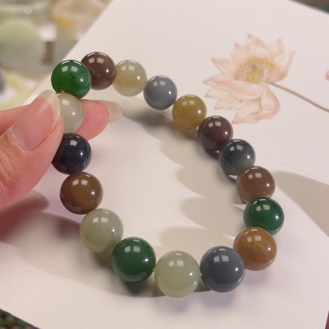 和田玉手串未镶嵌楼兰多宝卡12