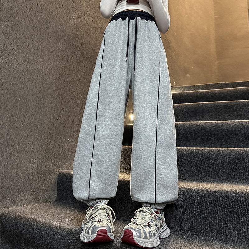 女童裤子春季2025儿童春装束脚卫裤春秋款女孩大童灰色运动裤洋气