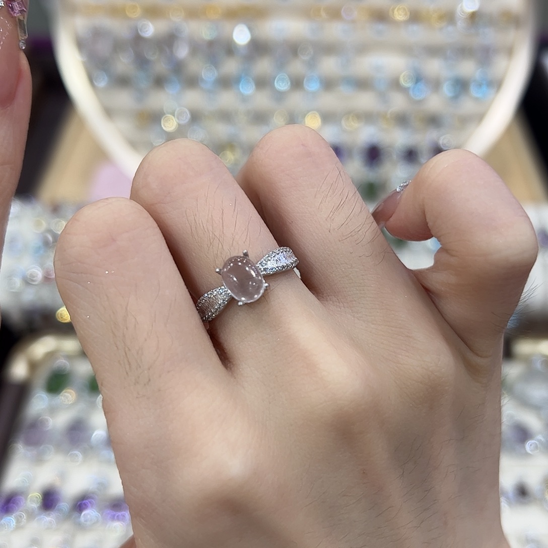 银S925镶嵌戒指烟晶