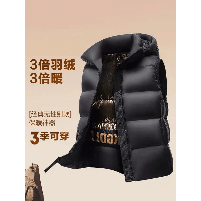 【升级版90羽绒马甲】男女同款时尚经典高端定制黑金马甲羽绒服