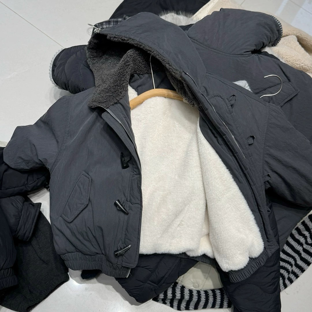 男童加绒外套2025冬装儿童牛角扣加厚保暖连帽派克棉服夹克上衣潮