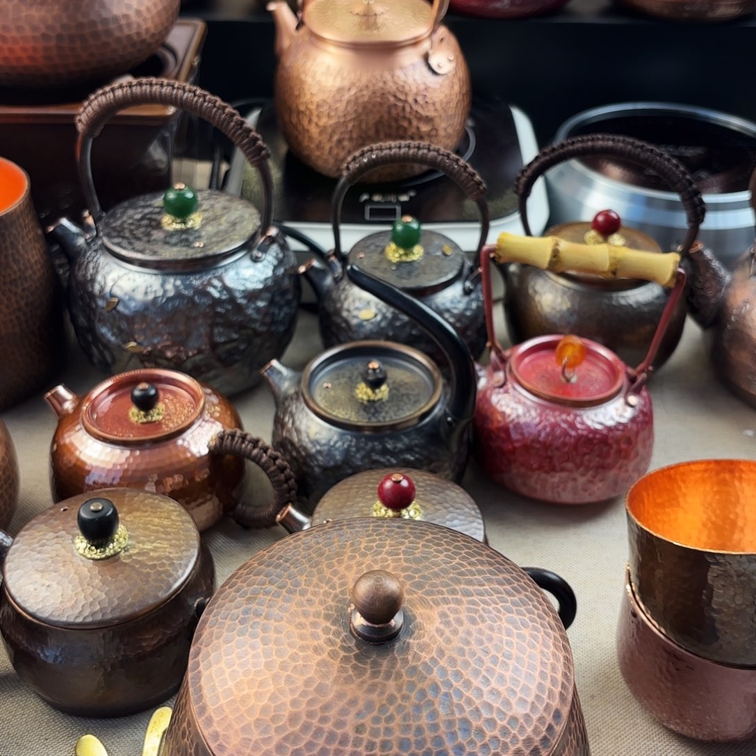 古***翠1000侧把铜壶紫铜