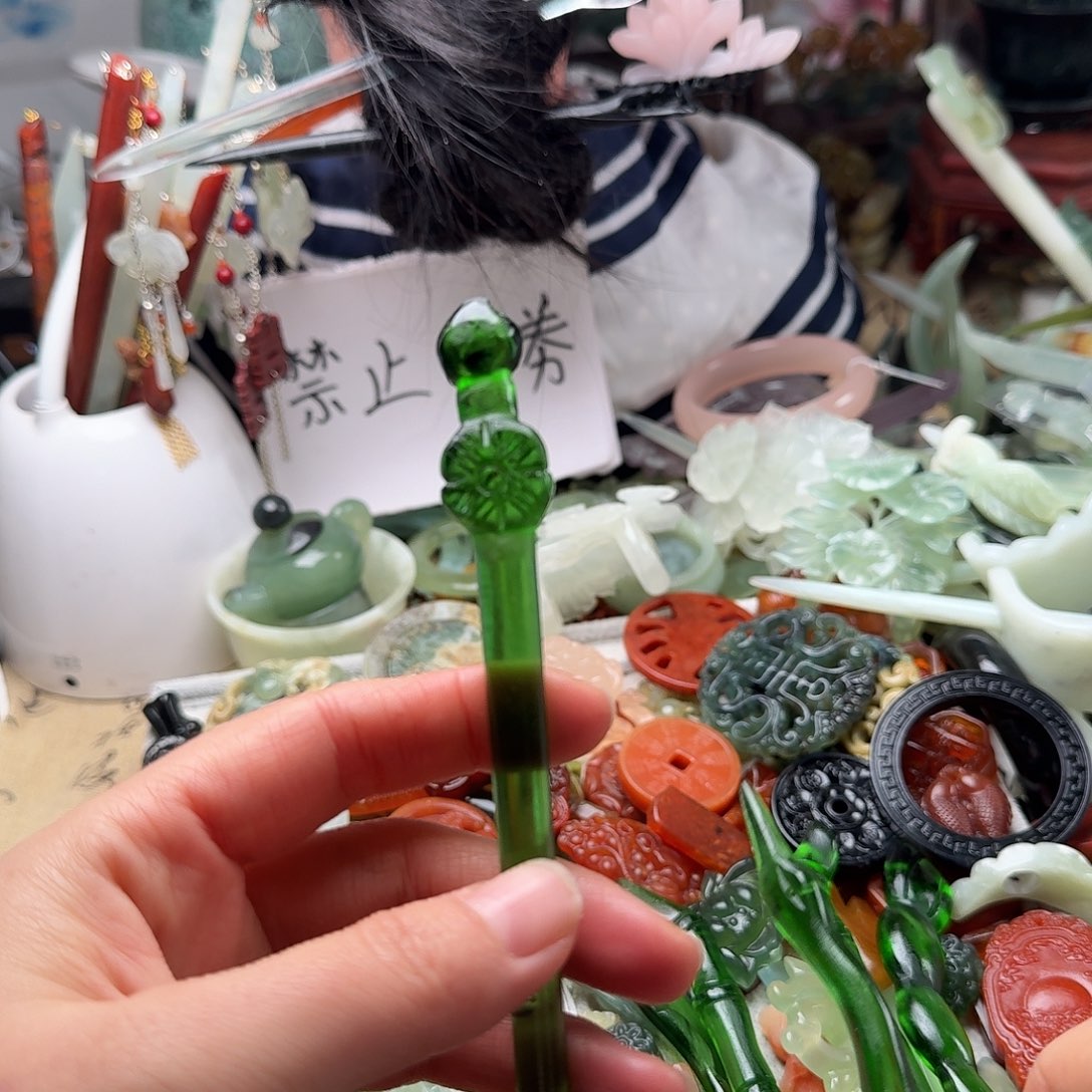 蛇纹石玉合金发饰