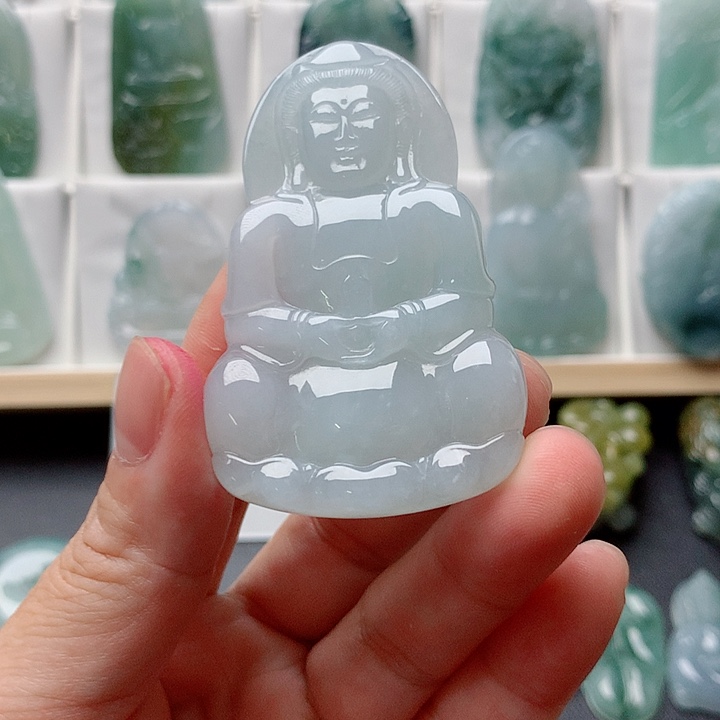 翡翠未镶嵌吊坠(不含链)正装观音