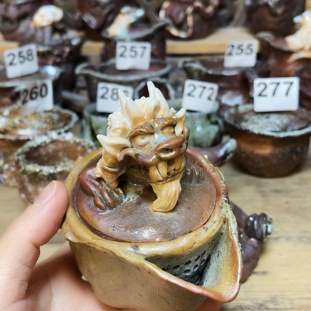 杯柴烧粗陶手捏宝瓶特价