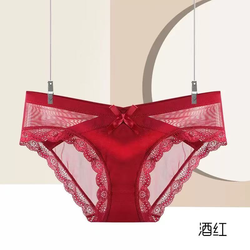 三角裤女三角内裤大码低腰内裤红色内衣套装少女透气