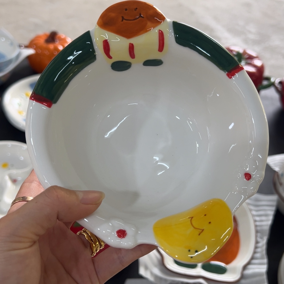 陶摆件高温陶瓷釉下彩微瑕！4个
